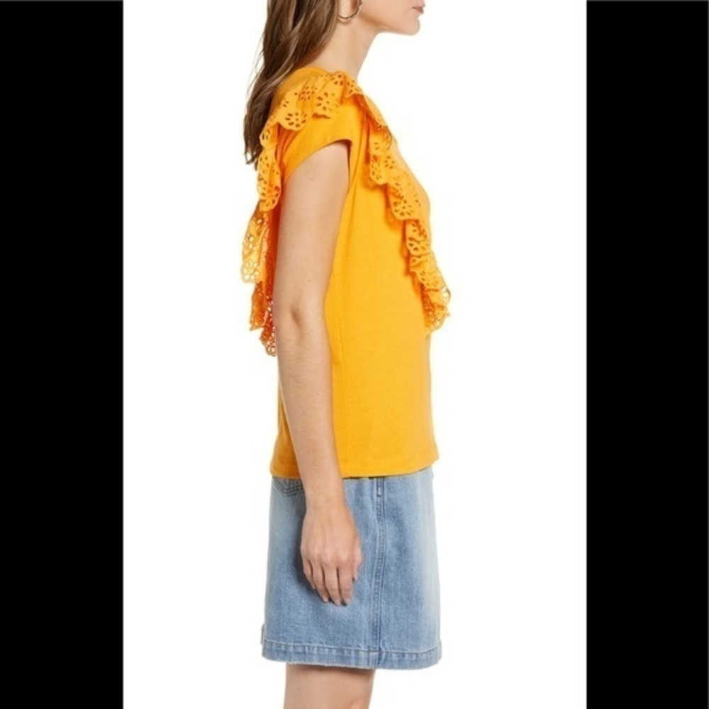 NWT Rachael Parcell Eyelet Ruffle Tee - Picture 4 of 6